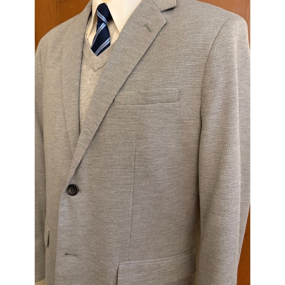 Banana Republic Tailored Slim Fit Blazer Men 44R Gray Textured Sport Coat Jacket - Picture 6 of 16